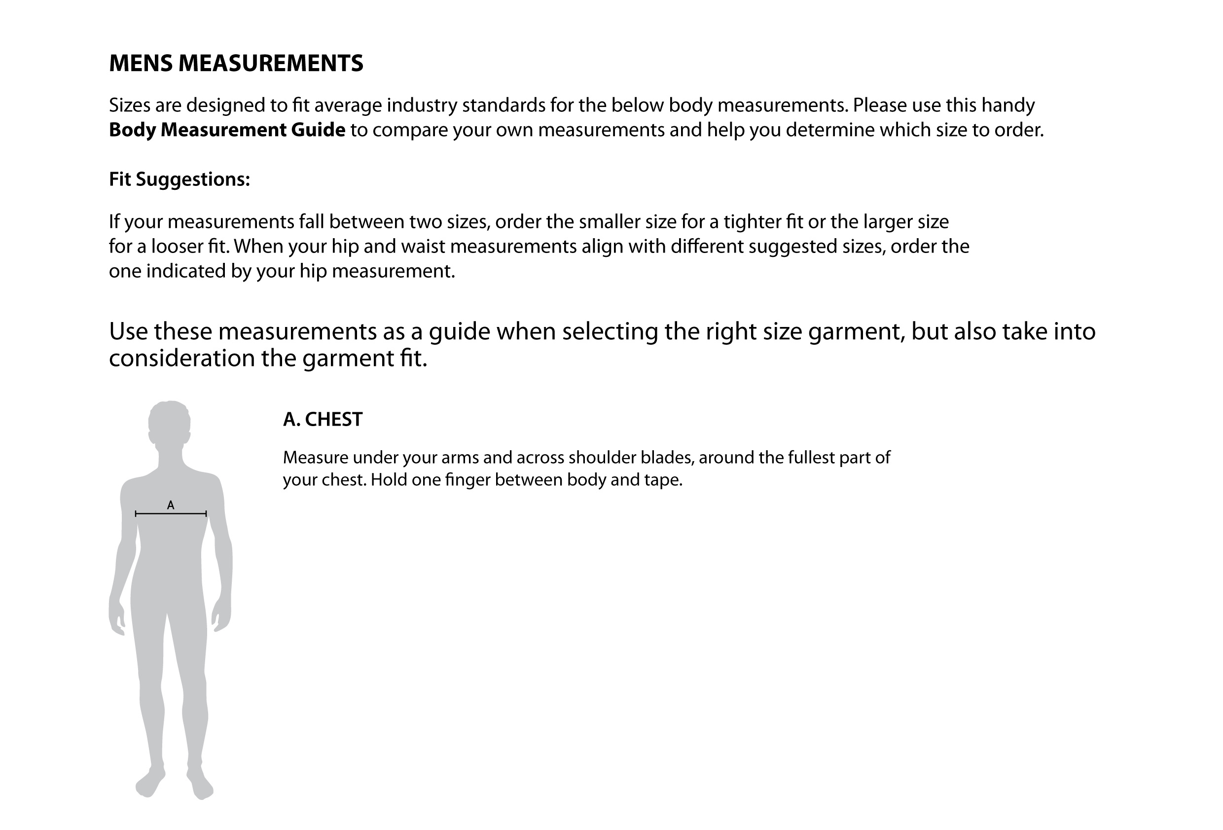 Mens Size Guide